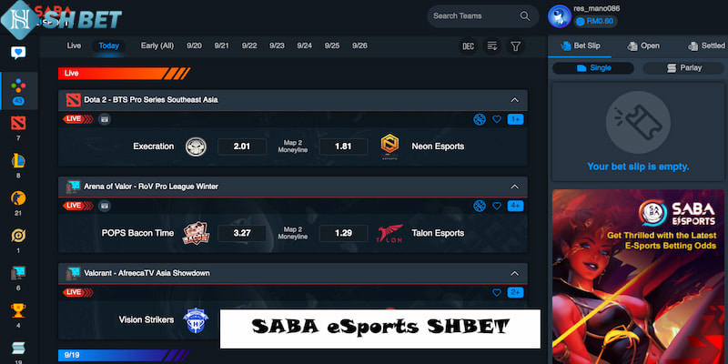 SABA eSports SHBET là sảnh cược được đông đảo người chơi ưa chuộng